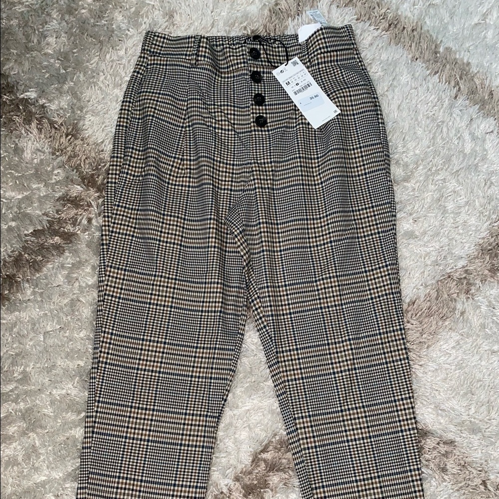 High waisted plaid Zara pants